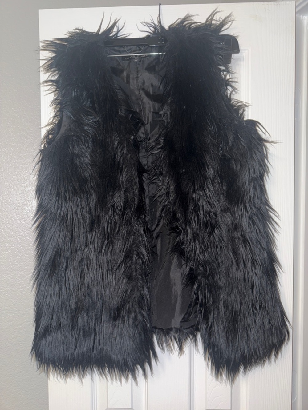 Black Rivet Black Faux Fur Vest